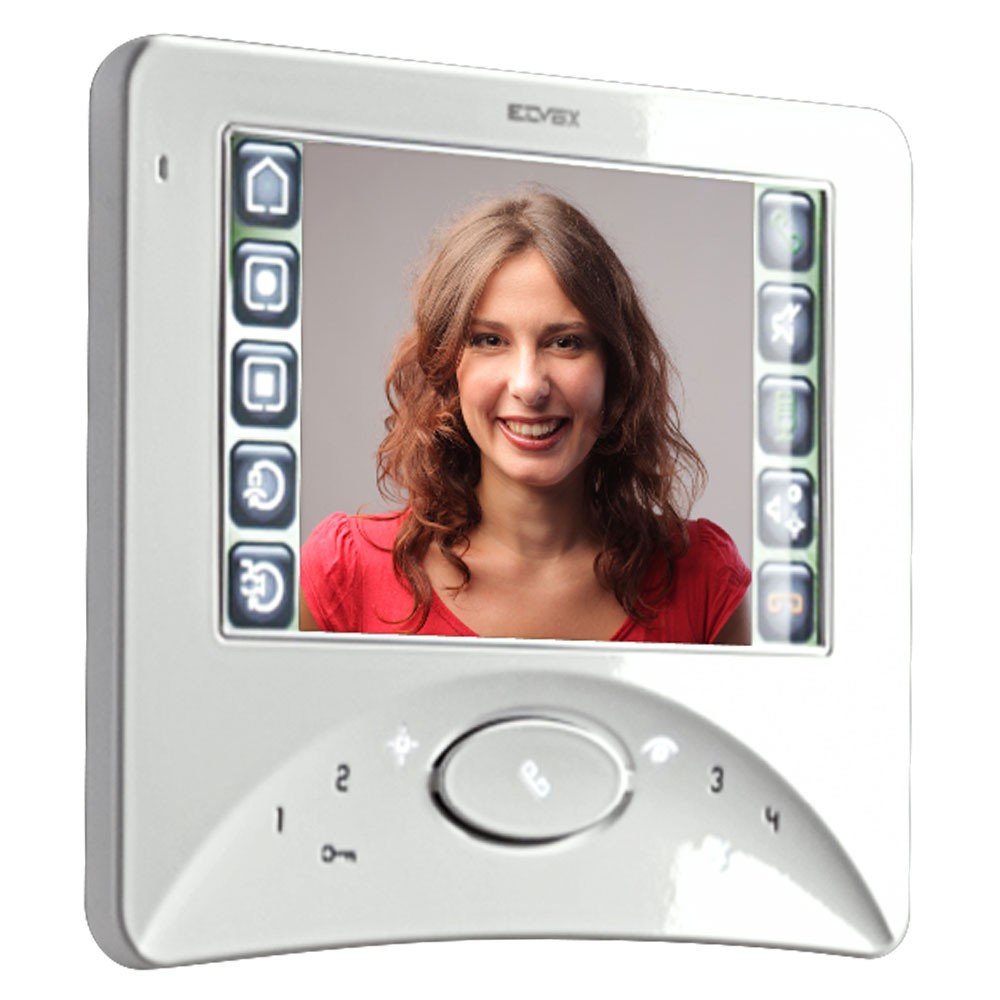 Elvox Door Entry - 7300 Series Touch Wide Screen Open Voice Video Monitor - white side view