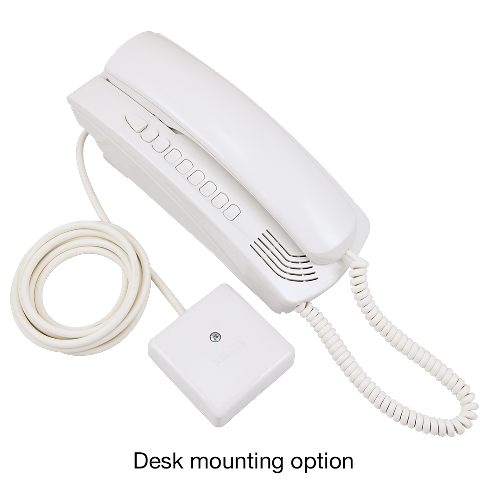 Elvox Petrarca 6200 Series Door Entry Audio Handset desk mounting option- White