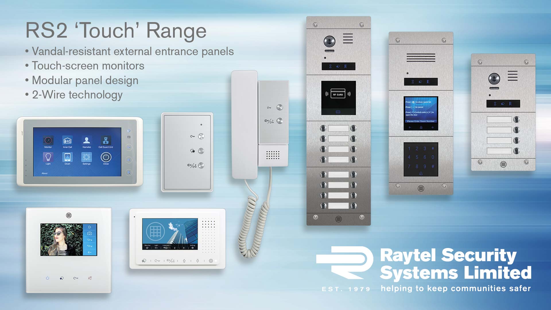 Touch series modular door entrance panels and touch-screen video monitor apartment units